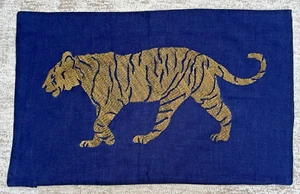 Williams Sonoma Home Tiger Zardozi Embroidered Navy Linen Pillow Cover 14"x22" - Picture 1 of 5