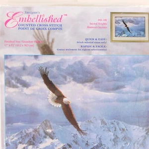 Sacred Heights Bald Eagle Cross Stitch Daniel Smith 17" x 12" Janlynn - Bild 1 von 9