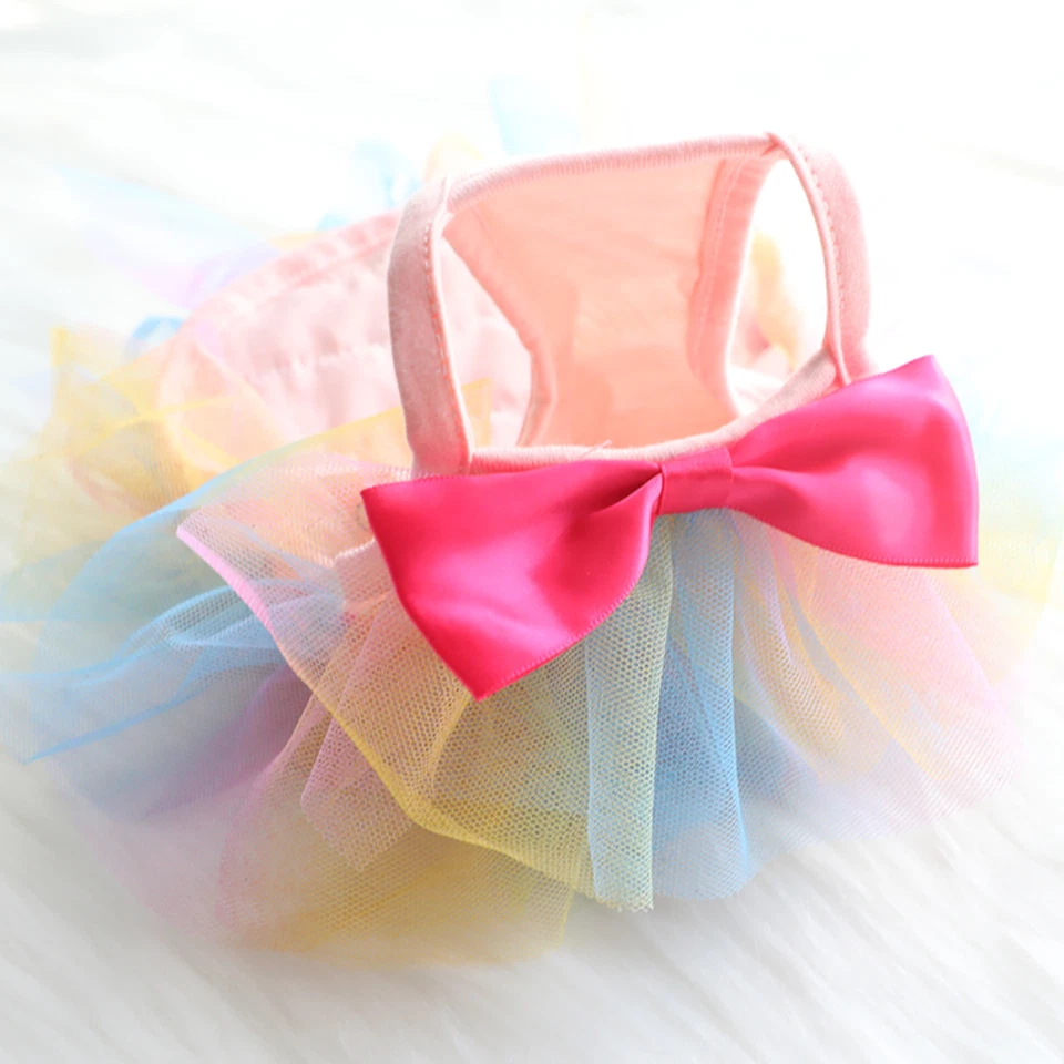 Mesh Lace Pet Dog Cat Princess Dress Strappy Rainbow Tutu Party Puppy Small - Image 1 of 4