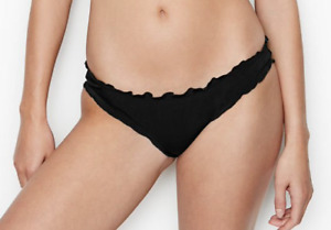 NWT VICTORIA'S SECRET Capri Ruffle Cheeky Swim Bikini Bottom BLACK Small