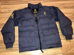 Browning Kids Youth Navy Blue Goose Down Puffer Jacket Coat Sz S Winter Coat - Picture 1 of 6