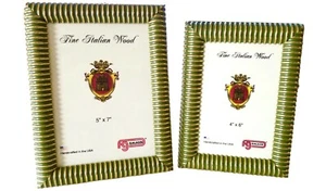 (SET OF 2) GALASSI GREEN & GOLD ITALIAN PICTURE FRAMES 4 x 6 + 5 x 7  - Picture 1 of 2