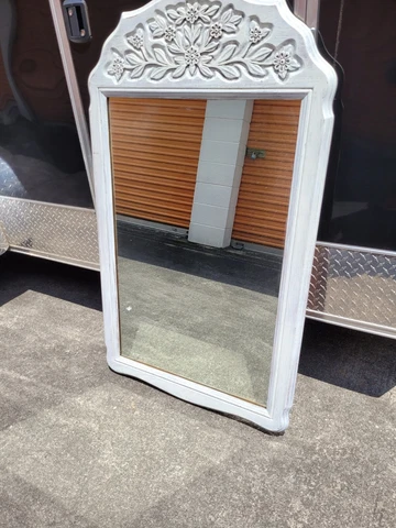 Vintage White Washed Tall Wall Mirror Cover