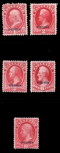 MOMEN: US STAMPS #O10S-O14S SPECIMEN SET OFFICIAL UNUSED LOT #82400* - Picture 1 of 2