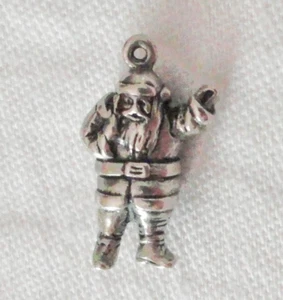 VTG 1990's Sterling Silver 3D Fat Jolly Santa Claus Charm Pendant 7/8" Tall - Picture 1 of 6