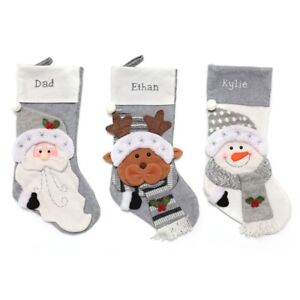 Christmas Stockings Big Stocking Decoration 16" Santa Snowman Reindeer Sock