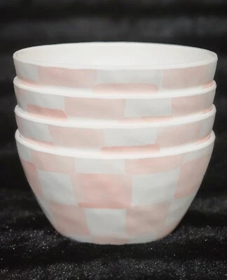 Set of 4 Pastel Pink and White Checkered Melamine Tidbit Bowls 4.75" Rosy Check - Image 1 of 4