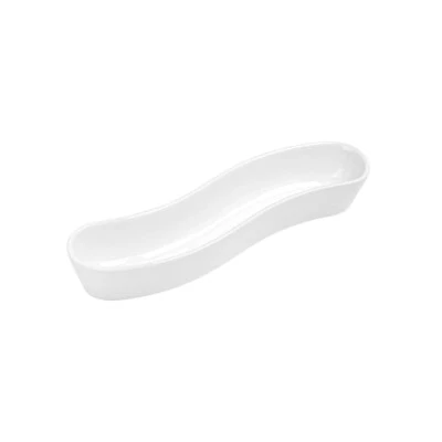 Curved Appetizer Tray White Porcelain Canoe Swerve 6oz Olive Dish - Image 1 of 4