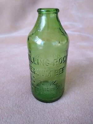 Botella de cerveza premium Green Rolling Rock vintage 7 OZ pony en relieve (sm)  Foto 1 de 4