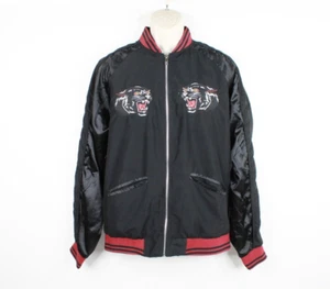 Giacca uomo Next Brand Varsity grande pantera nera ricamata - Foto 1 di 8