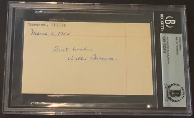 Willie Turnesa “3x Amateur Golf Champion" Signed 3x5 Index card Auto BECKETT BAS - Image 1 of 2