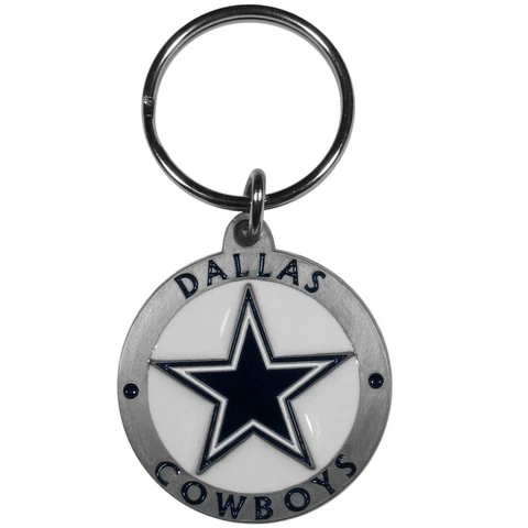 Dallas Cowboys 3-D Logo Metal Key Chain NFL Football (Round) Cover