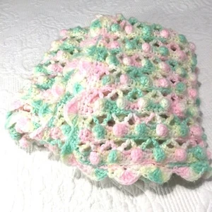 Crochet Home Made Throw off Candy Cone 55 X 38 inches, Acrylic green, yellow - Picture 1 of 5