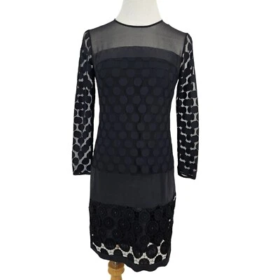 Vestido Diane Von Furstenberg Para Mujer 2 Manga Larga Mini Negro Encaje Transparente Cóctel Foto 1 de 4