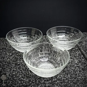 Set of 3 Ribbed Glass Dessert Bowls Bormioli Rocco Clear Serving Kitchenware - Picture 1 of 5