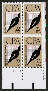 US USA Sc# 2361 MNH FVF PLATE # BLOCK Certified Public Accountants CPA Pen Nib - Picture 1 of 1
