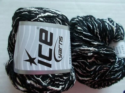 Ice Yarns Sorriso Alpaca cotton blend yarn, black white, lot of 2 (121 yds ea) - Image 1 of 2