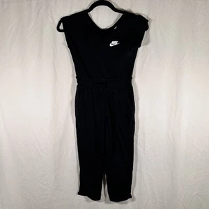 Nike Romper Girls  Small Solid Black Sleeveless V-neck Tie Front 100% Cotton - Picture 1 of 9