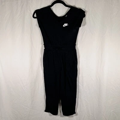 Nike Romper Girls  Small Solid Black Sleeveless V-neck Tie Front 100% Cotton - Image 1 of 4