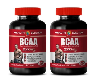 HEALTH SOLUTION USA bodybuilding supplement - BCAA 3000mg 2 Bottles - muscle recovery 240 Tablets