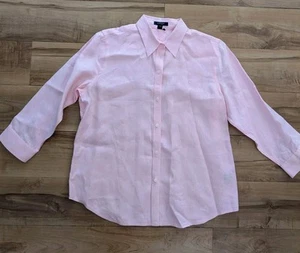 Camisa Top CHAPS Mujer Rosa 100% Lino Abotonada Manga 3/4 Talla L - Imagen 1 de 6