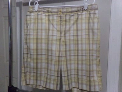 Pantalones cortos de golf Izod a cuadros color tostado y amarillo para mujer talla 12 Foto 1 de 4
