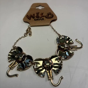 Gold Tone Elephant Bracelet~Wild Gear ~ 3 Elephants~Adjustable ~Woman/Teen 14+ - Picture 1 of 7