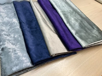 VELVET REMNANTS  fabric craft various colours textures and lengths grey material - Image 1 of 4