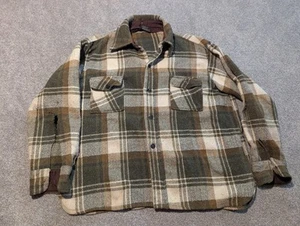 Camisa de franela CPO vintage para hombre XL a cuadros lana mezcla de lino botón de anclaje años 70 - Imagen 1 de 13