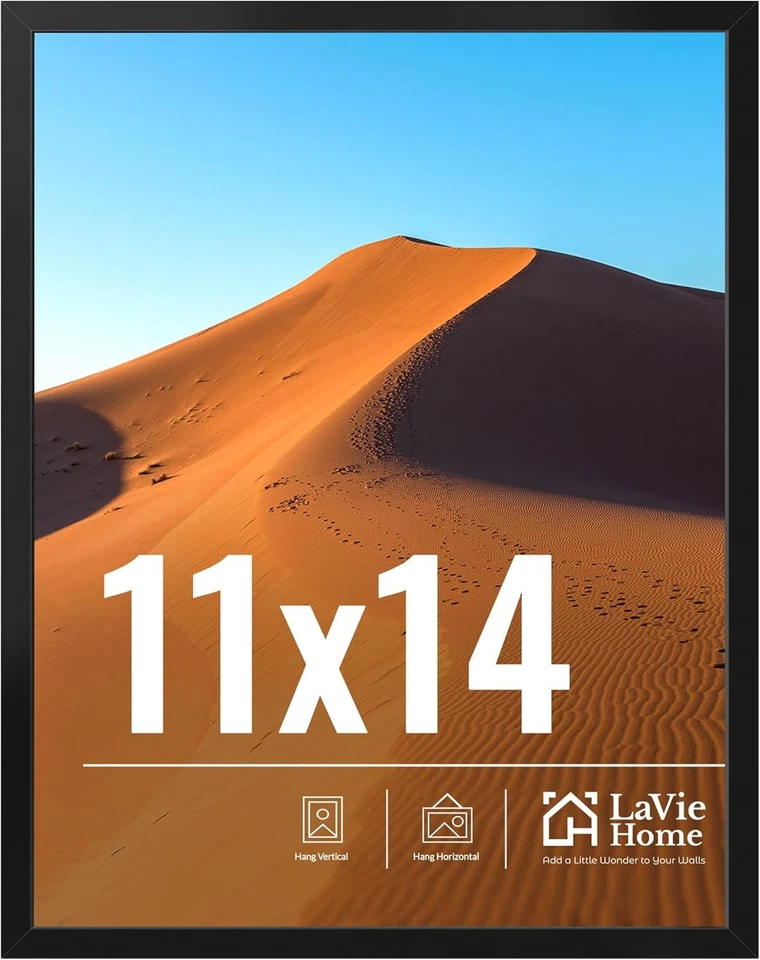 LaVie Home 11x14 Picture Frame for Wall Display 11 Black Picture Frame wit