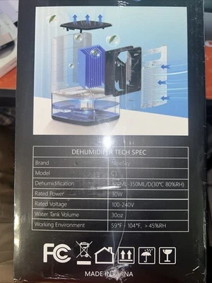 NineSky 除湿机水箱 35 盎司,300 平方英尺 5L 升 旋转式 C1 黑色 — 第 1/2 张图片