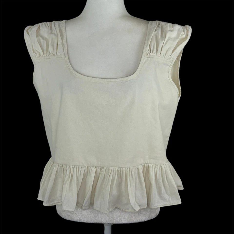 Camiseta sin mangas Jaded Gypsy Fine With Me talla L/XL artística Lagenlook marfil algodón volantes Foto 1 de 4