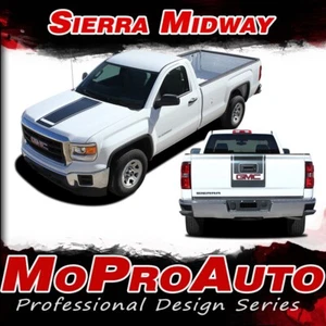 2018 2017 2016 2015 GMC Sierra Center Hood MIDWAY Vinyl Graphics Stripes Decals - Picture 1 of 10