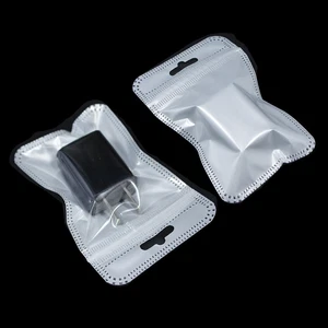 White Clear Resealable for Zip Plastic Retail Lock Package Bags With Hang Hole - Picture 1 of 5