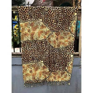 Sarong Stampa Safari in Marrone Arancione Marrone Nero 72""x45"" Ghepardo - Foto 1 di 3