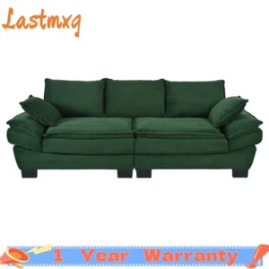 85.4" Modern Curved Sofa with 2 Decorative Throw Pillows, Corduroy Fabric Couch - Picture 1 of 20