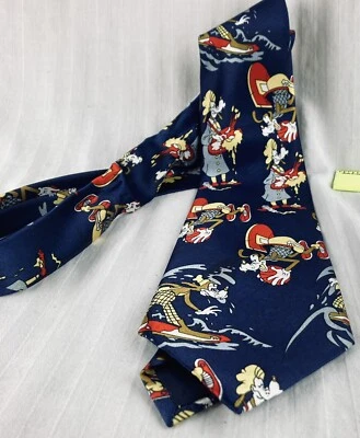 Gravata de basquete vintage Disney azul pateta 58” Albear - Imagem 1 de 4