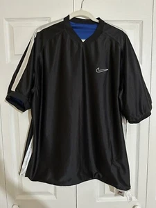 VTG 90s Nike Mens Shirt Mens M Reversible Embroidered Heavy Jersey Black Blue - Picture 1 of 8