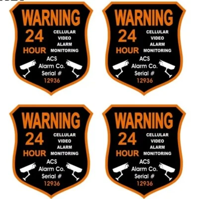 4 PCS Home CCTV Surveillance Security Camera Video Sticker Warning Decal Signs  - Image 1 of 2