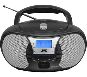 JVC FM CD Boombox USB Aux-In With LCD Display RD-D222B - Black & Silver U S - Picture 1 of 5