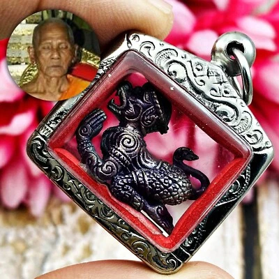 Hanuman Monkey King Rich Fortune Win Money Lp Key Be2549 Amuleto Tailandés Negro #9042 Foto 1 de 4