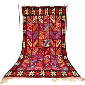 Old Vintage Moroccan Handmade Rug Area Geometric Kilim Berber Authentic Carpet - Picture 1 of 24