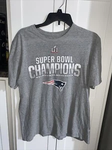 NEW ENGLAND PATRIOTS T Shirt LARGE NIKE Grey SWOOSH Super Bowl Champions  - Picture 1 of 5