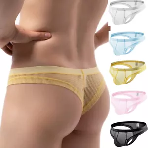 Men's Sexy Underwrar See Through G Strings Thong Bikini Briefs Pouch Underpants. - Picture 1 of 26