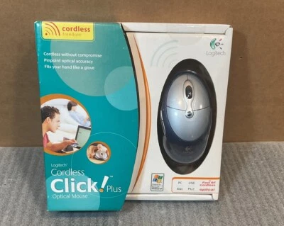 Logitech Cordless Click Plus Optical Mouse Microsoft Windows Old Stock Brand New - Image 1 of 4