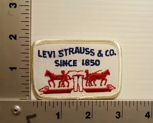 LEVI STRAUSS & CO. SINCE 1850 VINTAGE EMBROIDERED PATCH (WHITE/RED) - Picture 1 of 2
