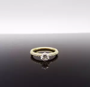 ANILLO DE COMPROMISO EN ORO AMARILLO 585/14K CON APROX. 0,39 CT. F / SI DIAMANTES - Imagen 1 de 6