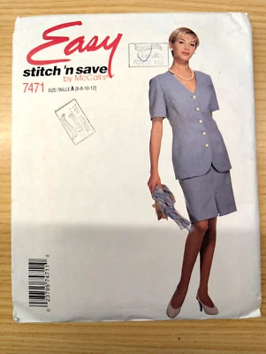McCall's EASY stitch 'n save 7471 Sz A 6-12 Misses Jacket & Dress Elegant Uncut - Image 1 of 3