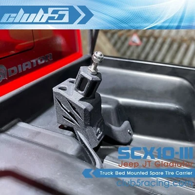 Truck Bed Mounted Spare Tire Carrier For Axial SCX10 III Jeep JT Gladiator - Image 1 of 4