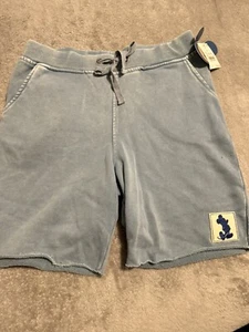 New Junk Food Kid Boys Shorts Small Light Blue Mickey Mouse Patch Disney Terry - Picture 1 of 1